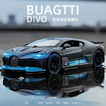 1:32 Zlitine Bugatti DIVO Model Igrača Die Litega Potegnite Nazaj, Zvoka, Svetlobe Igrače Vozilo Za Otroke, Otroci Darilo Superšportnega Zbiranje Igrač Slike 2