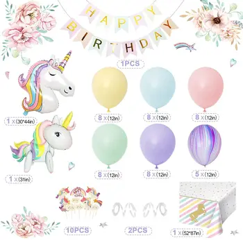 1-9 Leto Dekle Samorog Rojstni Okraski Balon Arch Pastelnih Baloni za Otroke Baby Tuš Spolu Razkrije Stranka Dobave Slike 2