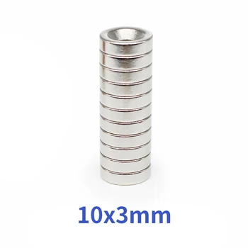 10/20/50/100/150/200/300PCS 10x3-3 Okroglo Izvrtino Neodymium Magnetom 10x3 Hole 3 mm N35 Močan Močnih Magnetov 10*3-3 mm 10*3 Slike 2