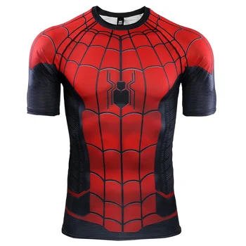 100 cm - 160 cm Spider Hero Raglan Rokav Stiskanje Srajce Moške 3D Tiskanih T Majice Kratek Rokav Cosplay Kostum Vrhovi Moški Slike 2