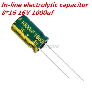 10pcs-20pcs 16V1000UF 1000UF 16V 8*16 nizko ESR/impedanca visoko frekvenco aluminija elektrolitski kondenzator velikosti 8*16 16V 1000uf 20%
