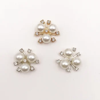 10pcs/set DIY Cvet Okrasnih Gumbov Pearl Zlitine Diamante Kristalno Lok Poročno Dekoracijo Šivanje Dekor Dodatki Slike 2
