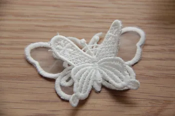 10PCS/Veliko Belo organza vezenje tkanine, čipke oblačila 3D metulj cvet obliž obleko aplicirano