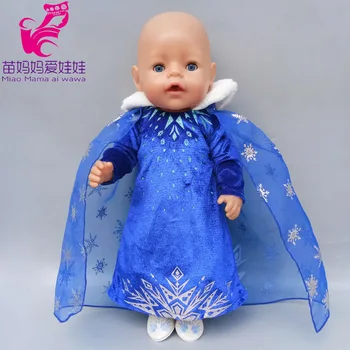 18 Inch Ameriški Og Dekle Lutka Princesa Snow Queen Elsa Obleko in Obutev za 43 Cm Baby Doll Elsa Oblačila