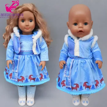 18 Inch Ameriški Og Dekle Lutka Princesa Snow Queen Elsa Obleko in Obutev za 43 Cm Baby Doll Elsa Oblačila Slike 2