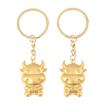 1PC Kitajski Zodiak Ox Leto ključe Obesek Srečen Bika Keychain Za Vrečko Otroci Darilo, Spominek Figurice Namizno Dekoracijo