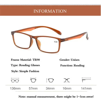 1PC TR90 Ultralahkimi, Žensk, Moških Branje Očala Retro Jasno Objektiv Presbyopic Očala Ženski Moški Bralec Očala +1.5 2.0 3.0 4.0