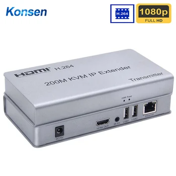 200 m HDMI KVM Extender IP Omrežja KVM Over IP Extender Preko Cat5e/6 HDMI USB Podaljšek Oddajnik s TCP/IP za RAČUNALNIK HDTV Zaslon Slike 2