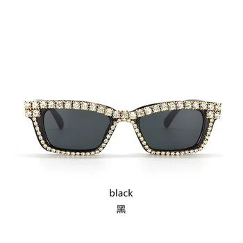2021 Moški Ženske Pravokotne Zlato Bela Okrasnih Studded Ornament sončna Očala Luksuzni Slog Black UV400 Zaščito sončna Očala