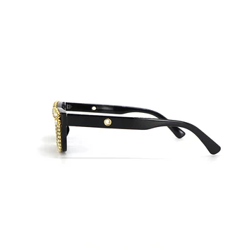 2021 Moški Ženske Pravokotne Zlato Bela Okrasnih Studded Ornament sončna Očala Luksuzni Slog Black UV400 Zaščito sončna Očala Slike 2