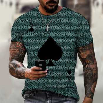 2021 najbolje prodajanih hot-prodaja 3D tiskanje moška T-shirt majica s kratkimi rokavi poker vzorec prevelik street fashion