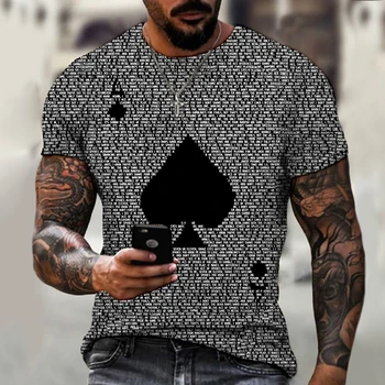 2021 najbolje prodajanih hot-prodaja 3D tiskanje moška T-shirt majica s kratkimi rokavi poker vzorec prevelik street fashion Slike 2