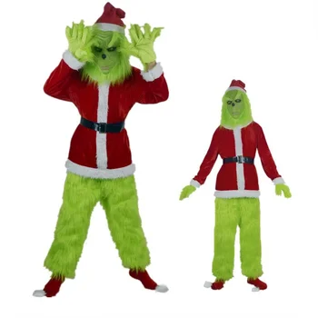2021 nove Božič cosplay kostum zelene lase pošast Grinch stranka uspešnosti Kostum Vrh Hlače masko set Slike 2