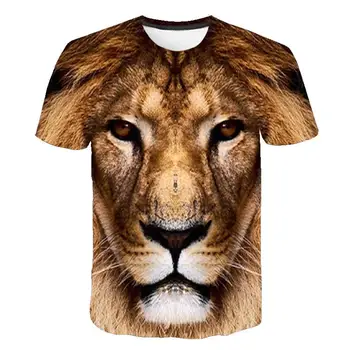 2021 Vroče Poletje moška T-shirt O-vratu, Kratka sleeved Oblačila Živali Lev 3D Natisnjeni T-shirt Velikost moška T-shirt Preobsežne Slike 2