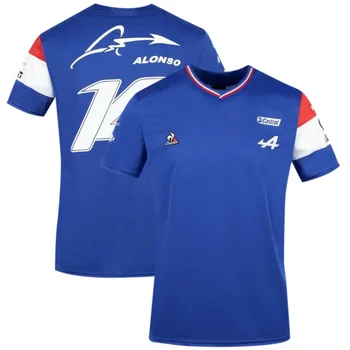 2021Summer Novih Kakovostnih Navijačev Modri In Črni Dihanje Tshirt Kratka Sleeved Majico španski Alpe F1 Team Moda Dirke Alonso