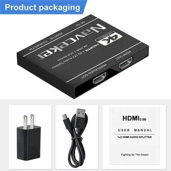 2022 Najboljše 4K HDMI Splitter 1x2 2.0 HDMI Splitter 1 v 2 out HDMI Audio Extractor HDR HDMI2.0 Cepilec za PS4 Apple TV XBox PS5 Slike 2