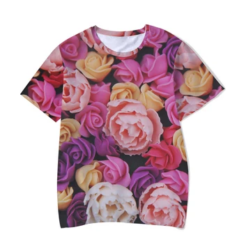 2022 Pomlad Moški Ženske Udobno T-shirt Svetlo Rožo In Lepo Pokrajino 3D Print Tee Priložnostne Modni Ženski O-Vrat Vrhovi