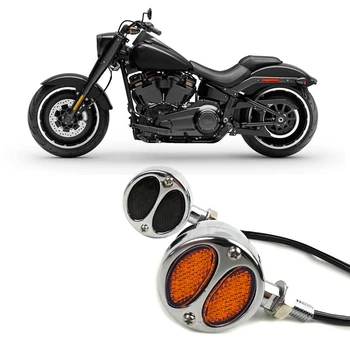 2Pcs Motocikel 4 Žice Retro LED Vključite Signal, Dvojna Luč Zavorni Lučka Rep Luč za Chopper Chrome Slike 2