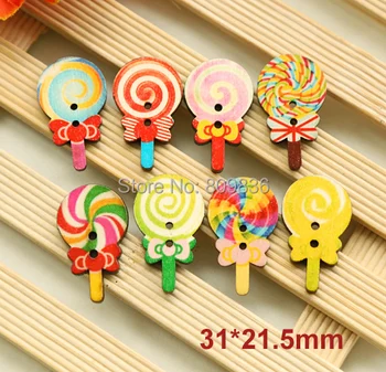 30pcs/veliko Kawaii lollipop design leseni gumbi,risanka barvanje lesa gumb za diy,šivalni pribor,oblačilo gumb(ss-630)