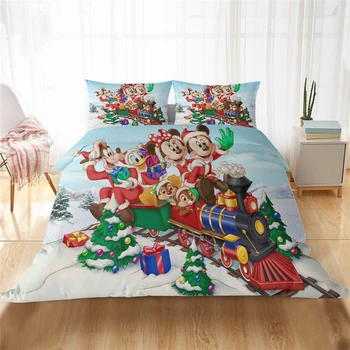 3D Božični Minnie Posteljnina Mickey Set Home Tekstil Spalnica Kraljica Kralj Velikost Otrok Nekaj Študentsko Posteljo Nastavite Rjuhe Kritje Set