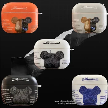 3D Fashion Nasilno Medved Primeru Za Airpods 1 2 3 Pro Brezžične Bluetooth Slušalke Polje TPU INS Trend Ustvarjalne Pokrov Slike 2