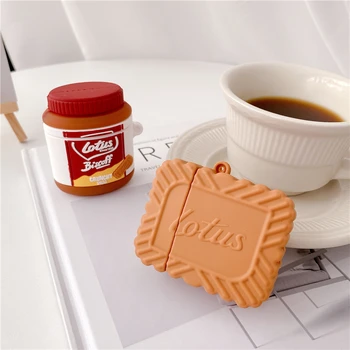 3D Srčkan Čaj, sladice primeru Za AirPods 1 2 Pro Lotus Biscoff Karamelo piškotov polje mehka silikonska Brezžična tehnologija bluetooth zaščitni pokrov Slike 2