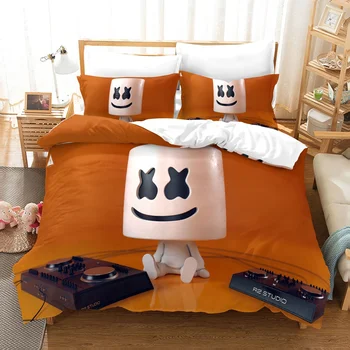 3D Tiskanih DJ Marshmello Posteljnina Nabor Pisane Rjuhe Kritje Prevleke Twin Polno Kraljica Kralj Posteljo Bedclothes Caartoon Domačega Tekstilnega Slike 2
