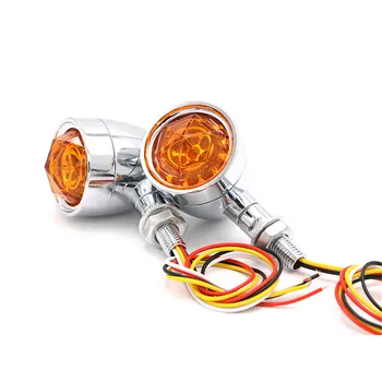 4 Žice motorno kolo, Retro Bullet Diamond Objektiv LED Obrnite Signalna Lučka Zavorne Luči luči za Plovec Chopper Umazanijo Kolo Slike 2