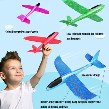 48 cm Velik Roko Metati Letalo, ki Plujejo pod Pene Jadralno Letalo Vztrajnosti Zrakoplova Igrača Roko Začetek Mini Letalo na Prostem Igrače za Otroke Slike 2