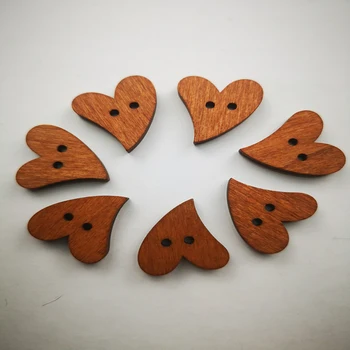 50 kos Retro kave breskev srce gumb DIY obrti gumb peko barva ljubezni, dekorativno šivanje les gumb