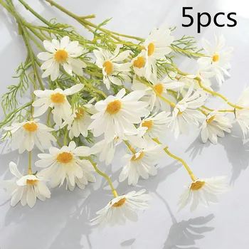 5pcs Umetno Cvetje Plastičnih White Daisy Dolge Veje, Oranžna, Vijolična Vrt Poroka Poročni Dekoracijo Doma Ponaredek Cvet XXW00633