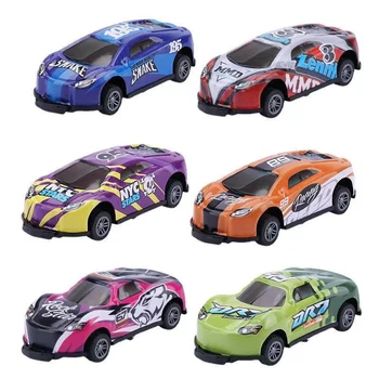 6 Kos Stunt Igrača Avto Ustvarjalnost Mini Modelov Avtomobilov, Potegnite Nazaj Vozila Majhen Igra Nagrade za Otroke, Otroci Fantje Nova Slike 2