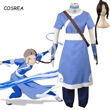Anime Avatar: The Last Airbender Cosplay Katara Kostum Ženske Obleke Lasuljo Celoten Sklop, Ženske, Fantje Dekleta Halloween Carnival Party