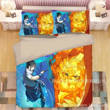 Anime NARUTO brušena tri-kos odeja cover prevleke študentskih spalnico eno 1,0 m odeja kritje 1,8 m dvojno Naruto Uzumaki