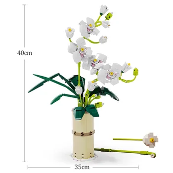 Avtor Phalaenopsis Cvetje, Šopke Rastline gradnikov z Vazo Doma Dekoracijo Model Opeke Igrače za Otroka Dekle Darilo Slike 2