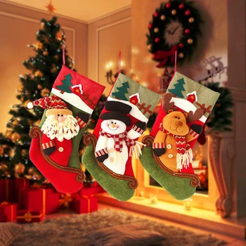 Barvita Božične Nogavice Debel Bombaž Pozimi Srčkan Jelenov Santa Claus Snežaka, Risanka Tiskanje Dekoracijo 2022 Božič, Velika Darila Vrečko Slike 2