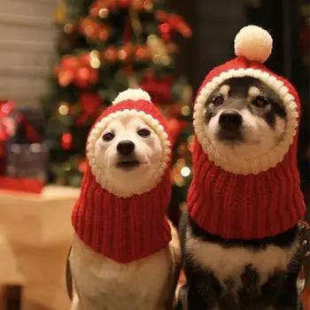 Božič Dog Klobuk Kostum za Velike Srednje Pes Tople Zimske Pasje Uho Klobuk Vratu Toplejše Glavo Zaščitnik Slike 2