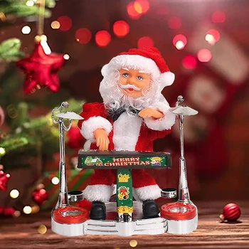 Božič Električni Glasbe Santa Claus Lutka Igrače Igra Drum Kit Dancing Santa Claus Plišastih Lutka Dekoracijo Okraski Božično Darilo Slike 2