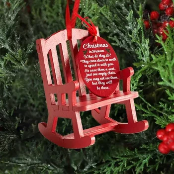 Božič V Nebesih Memorial Ornament Mini Leseni Gugalnik Stol Z Smiselne Oznake Prijavite Se Doma Dekor Za Namizne Dekoracije