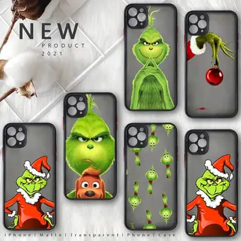 Božič Zelena Pošast Grinch Telefon Primeru mat prozorno Za iphone 7 8 11 12 plus mini x xs xr pro max pokrov
