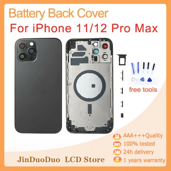 Celotno Ohišje Pokrov Za iPhone 11 11Pro 12Pro 12 Pro Max Hrbtni Pokrovček za Baterijo Nazaj Zadnje Steklo Primeru Sredini Klasični Okvir