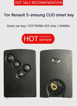 CN010059 4 Gumb za Pametno Kartico Tipka Za Renault Samsung CLIO pametni ključ 434MHZ PCF7945M AES Čip
