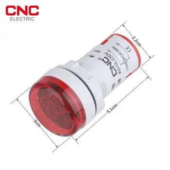 CNC 1PC AD16-22DV Mini Digitalni Indikator Voltmeter 22 mm AC 12-500V Tester Meter Zaslon LED Moč 5 Barvni Krog