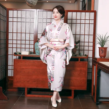 Cosplay Kostum Lady Japonski Kimono Style Yukata Z Obi Večer Stranka Obleko Modri Cvet Seksi Ženske, Hišna Obleke Kopalni Plašč