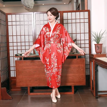 Cosplay Kostum Lady Japonski Kimono Style Yukata Z Obi Večer Stranka Obleko Modri Cvet Seksi Ženske, Hišna Obleke Kopalni Plašč Slike 2