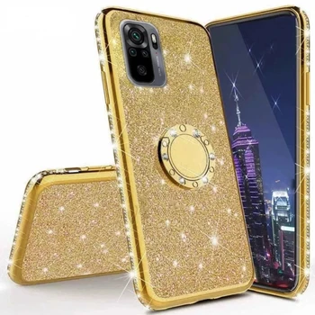 Diamantni Prstan Primeru Telefon Za Samsung Galaxy M51 A22 A51 5 G A7 2018 A70 A50 S20 Lite S21 FE Ultra Plus Bleščice Mehki Silikonski Pokrov