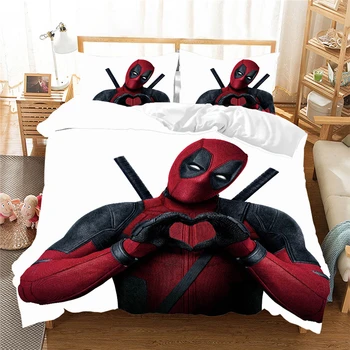 Disney Deadpool 3D posteljnine komplet posteljo Rjuhe Kritje nastavite tolažnik posteljnina določa bedclothes posteljno perilo (NE list), posteljnina nabor kraljica Slike 2