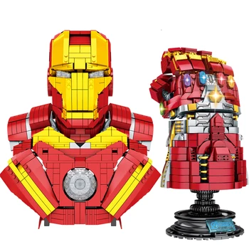 Disney je Avengers Iron Man Thanos Neskončno Rokavice bloki za pošiljanje otroške igrače darila Slike 2