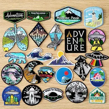 DIY Adventure Travel Obliži Za Oblačila Mountain Kampiranje Značko Prostor Trak Železa Na Zaplate Na Oblačila NLP Vezenje Obliž