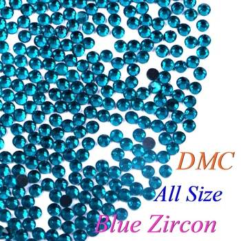 DMC Modra Cirkon SS6 SS10 SS16 SS20 Stekleni Kristali sprotni Popravek Nosorogovo Železa-na Okrasnih Sijoče DIY Z Lepilom